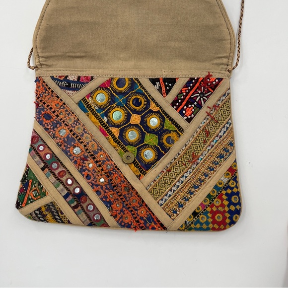 Boho Embroidered crossbody envelope purse - Picture 6 of 13